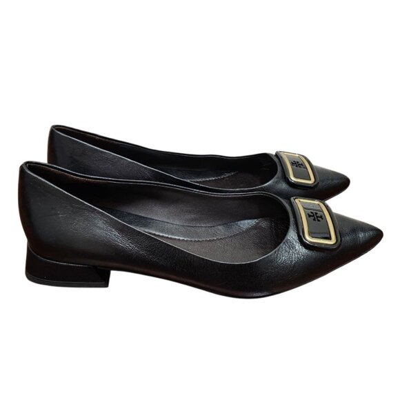 Tory Burch Georgia Point Toe Black Water Snake Heels Flats 6.5 - Picture 5 of 13